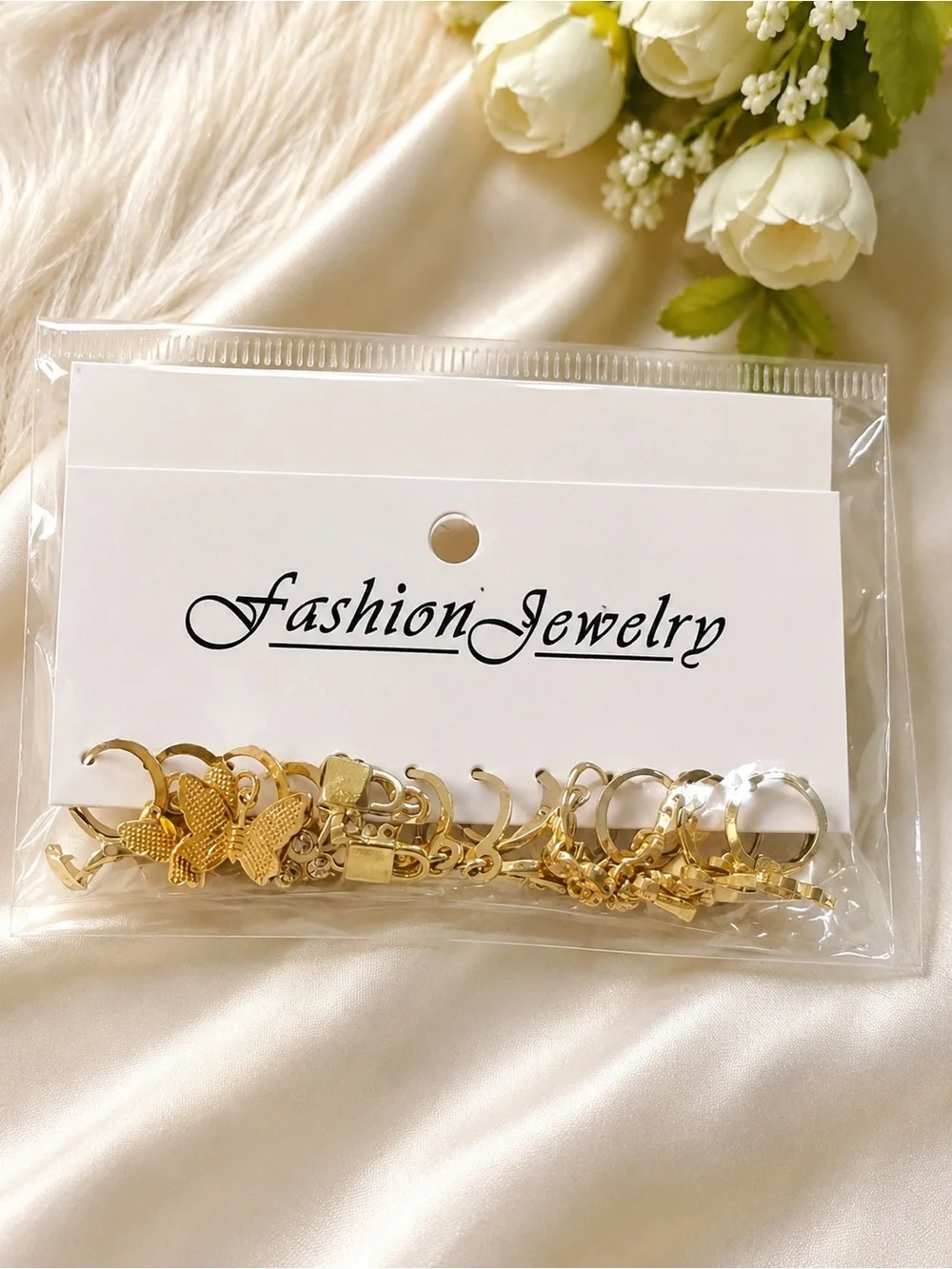Fashion Jewelry Gold Mixed Charm Hoop Earring Set